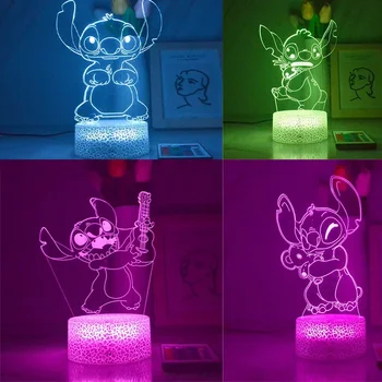 דיסני אנימה סטיץ ' 16 צבע 3D מנורת לילה LED זוהר שולחן אור שולחן העבודה ליד המיטה האווירה אור חג המולד צעצוע מתנות
