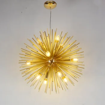 נורדי LED נברשות תאורה ספוטניק תליון מנורה קבועה למסעדה עיצוב הבית צ ' יהולי אלומיניום שן הארי מודרני חדש